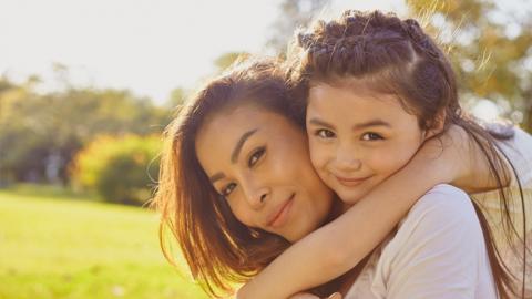 Single mom with her daughter